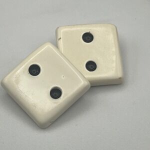 Vintage Retro Dice Inspired Clip-On Earrings –‎ White & Black – Novelty Casino